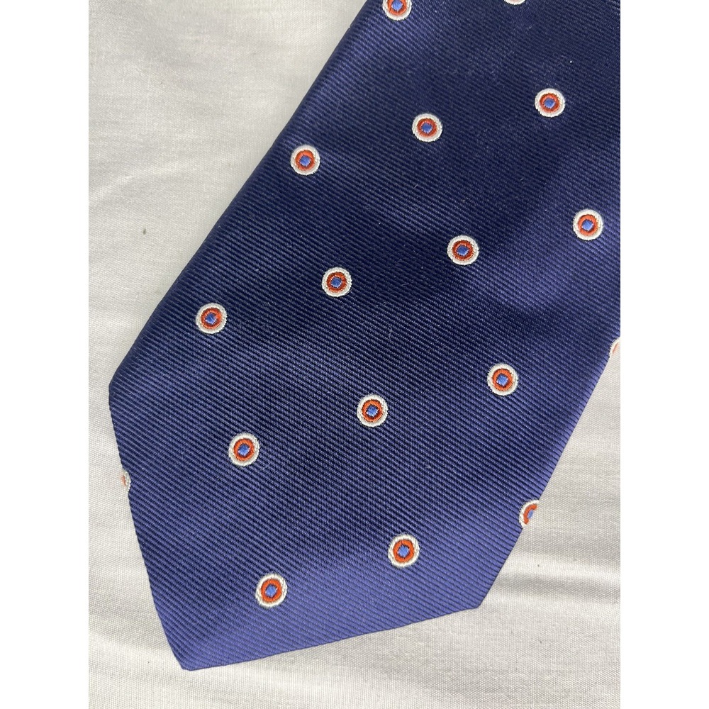 Brooks Brothers Basics Repp Tie Blue Red Dots Silk USA Made